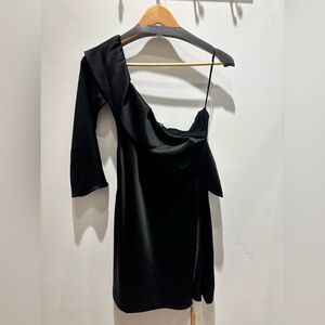 Reformation Maves Satin Dress in Black